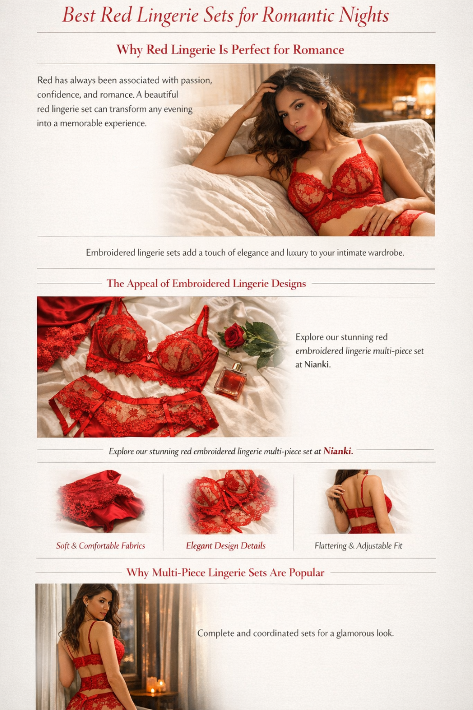Elegant red embroidered lingerie set for romantic nights