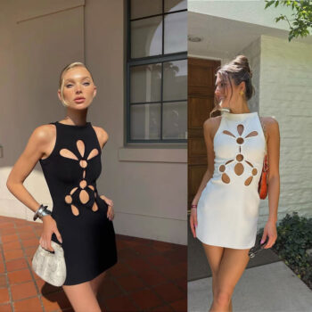 Sexy Hollow Design Short Dress for Women