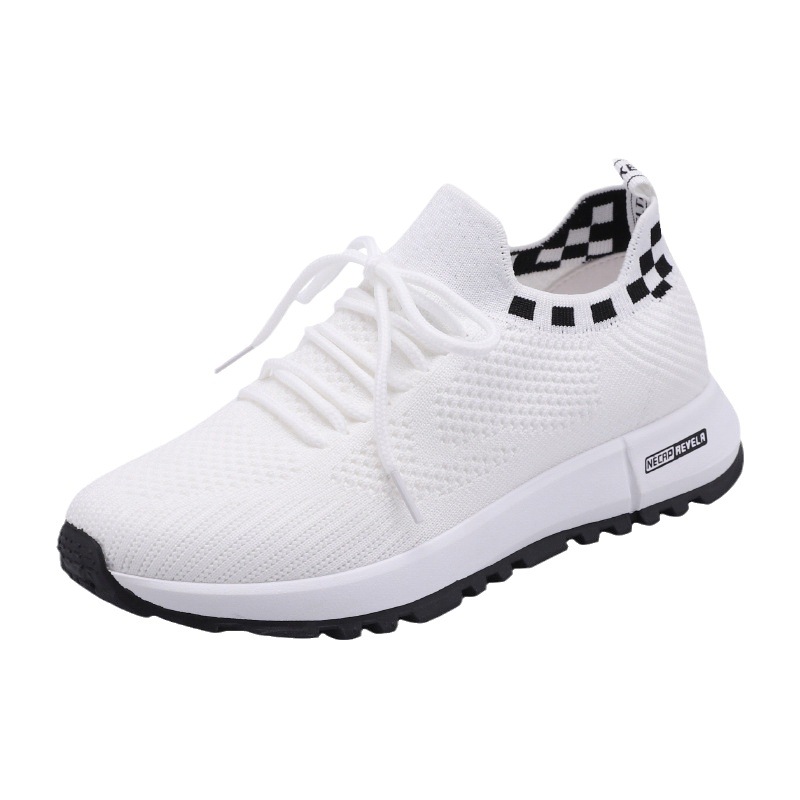 Spring and summer new women's shoes with soft soles, durable and lightweight, white shoes, fashionable and trendy, fly woven mesh running shoes, casual shoes - Image 5