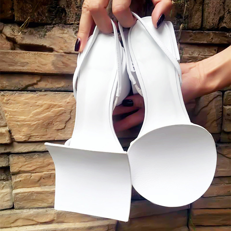Square heel sandals for women, Roman square, trendy, personalized, thick heel, back strap, white sandals in large size
