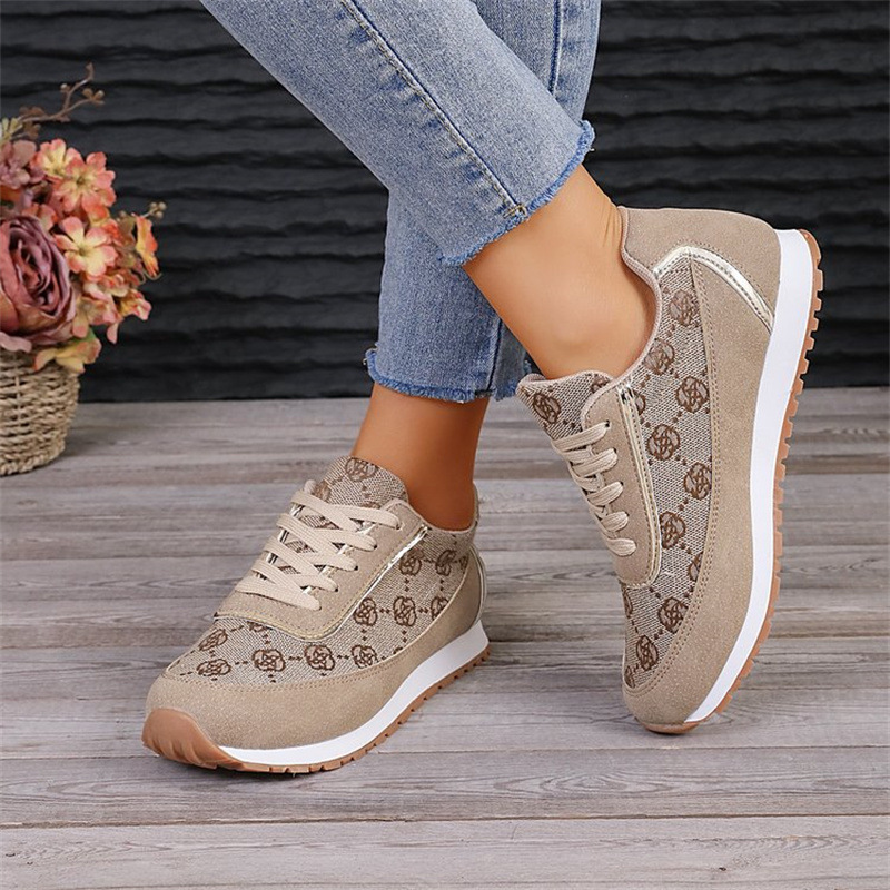 Sports style casual shoes for women, round toe color blocking, comfortable flat sole single shoes - Image 3