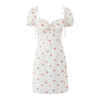 Sexy Sweet Printed Belted Waist Slimming Short Dress