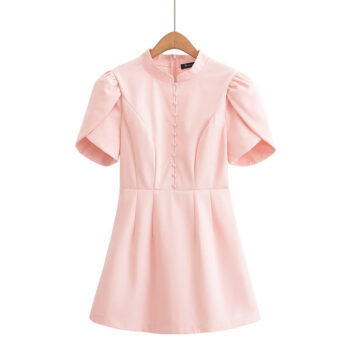 Fashionable Sweet and Sexy Stand Collar Short Sleeve Mini Dress