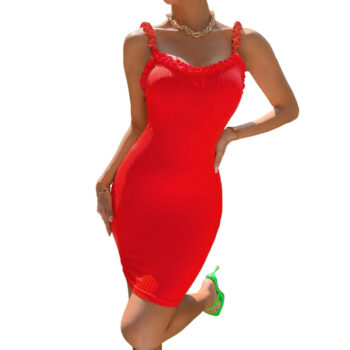 European and American sexy U-neck sleeveless dress buttock short skirt