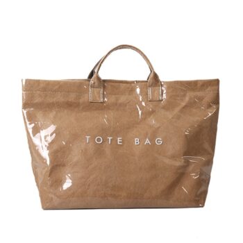 Fashionable Retro Dupont Paper Bag Women's Large Capacity Kraft Paper Handbag Shopping Bag Trendy