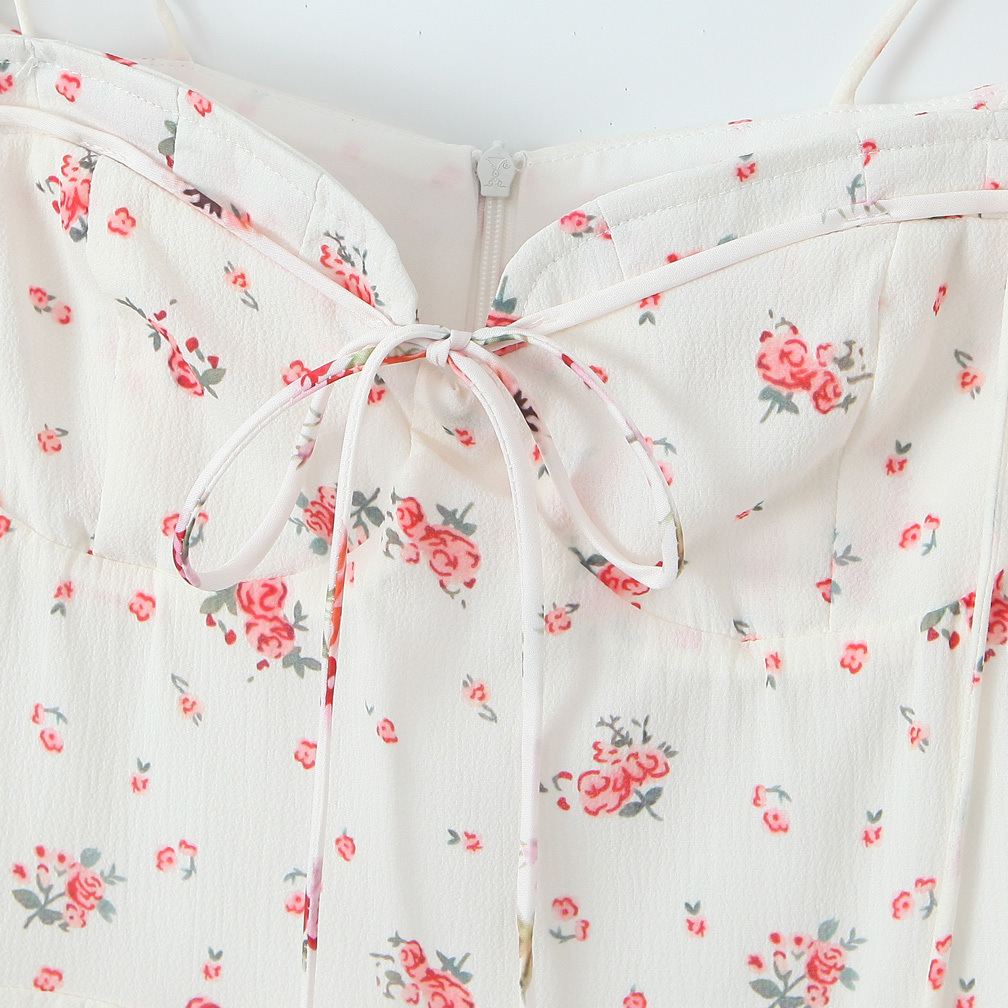 Sexy Sweet Printed Belted Waist Slimming Short Dress - Image 4