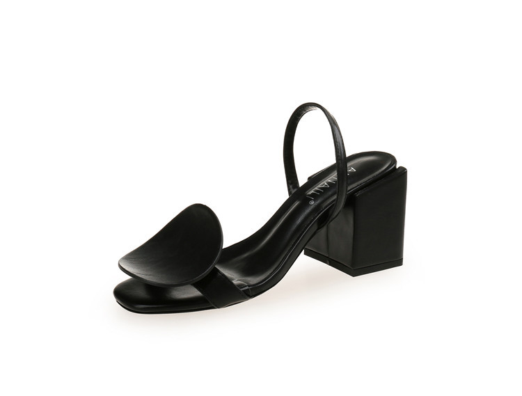 Square heel sandals for women, Roman square, trendy, personalized, thick heel, back strap, white sandals in large size - Image 7