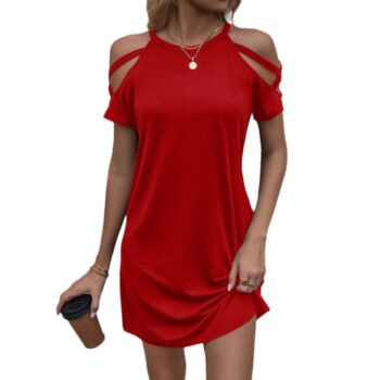 Women's loose casual sexy off shoulder short sleeved dress