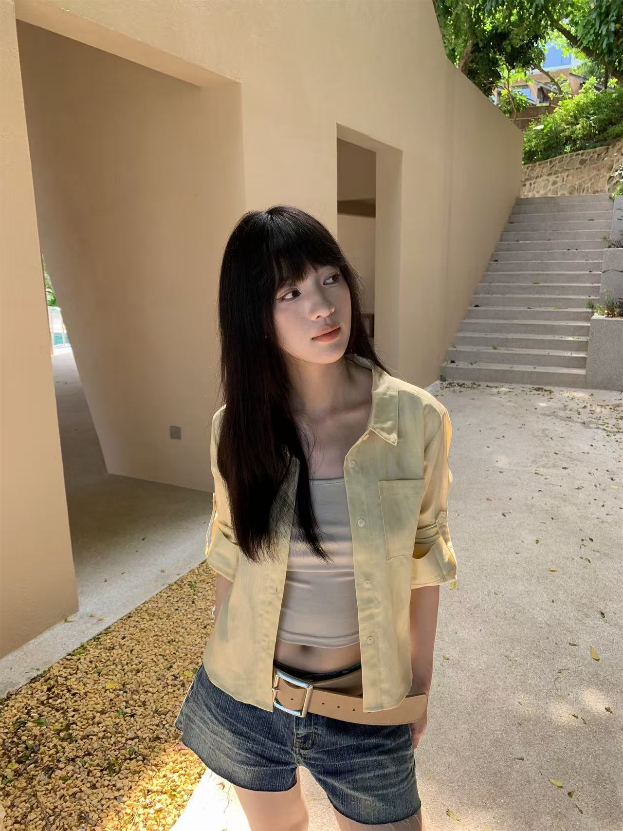 Elegant Casual Office Wear Tied Mid-Sleeve Blouse for Women - Image 8