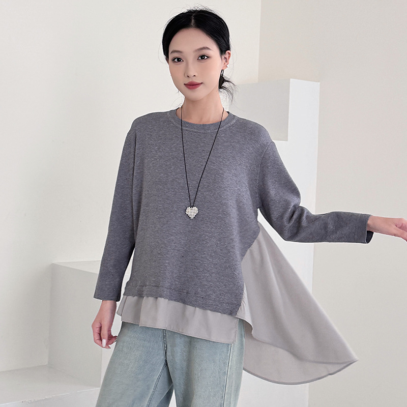 Fashionable Loose Knit Sweater for Women with Patchwork Design Casual Office Wear Plus Size Comfort Fit Top - Image 3