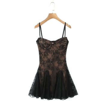 Fitted Lace Sheer Strapless Short Dress