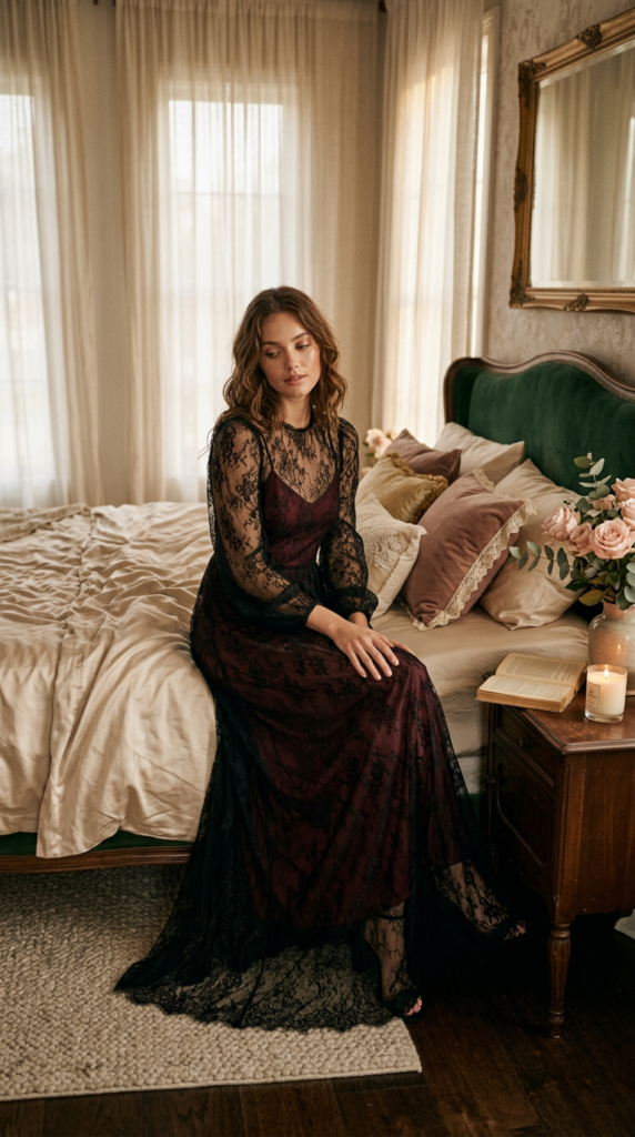 romantic lace evening dress for special nights